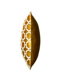 Funda de cojín bordada de terciopelo Simone, 100% terciopelo de poliéster, Mostaza, blanco crudo, An 43 x L 43 cm