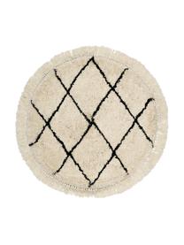Okrągły ręcznie tuftowany dywan z długim włosiem Naima, Kremowobiały, czarny, Ø 120 cm (Rozmiar S)