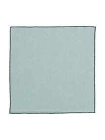 Leinen-Servietten Letia, 2 Stück, Leinen, Blaugrün, Schwarz, 41 x 41 cm