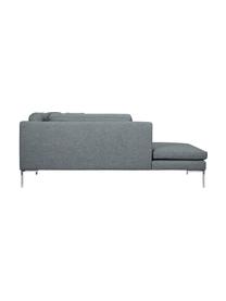 Ecksofa Emma in Grau mit Metall-Füssen, Bezug: Polyester 100.000 Scheuer, Gestell: Massives Kiefernholz, Webstoff Grau, Füsse Silber, B 302 x T 220 cm