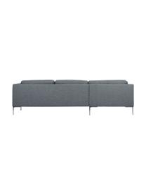 Ecksofa Emma in Grau mit Metall-Füßen, Bezug: Polyester 100.000 Scheuer, Gestell: Massives Kiefernholz, Füße: Metall, galvanisiert, Webstoff Grau, Füße Silber, B 302 x T 220 cm