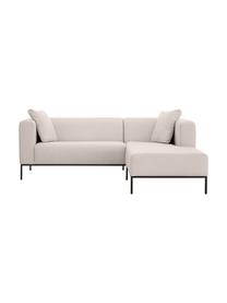 Ecksofa Carrie mit Metall-Füssen, Bezug: Polyester 50.000 Scheuert, Gestell: Spanholz, Hartfaserplatte, Webstoff Hellgrau, B 222 x T 180 cm, Eckteil rechts