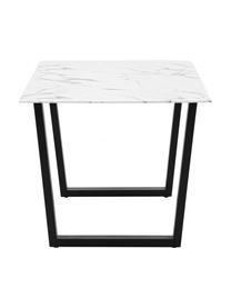 Tavolo con piano in vetro effetto marmo Davidson, 160 x 90 cm, Gambe: metallo rivestito, Bianco effetto marmo. nero, Larg. 160 x Prof. 90 cm