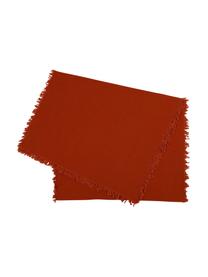 Katoenen tafelloper Nalia in rood met franjes, Katoen, Rood, B 50 x L 160 cm