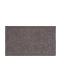 Tappeto bagno grigio con motivo floreale Kaya, 100% cotone, Grigio scuro, Larg. 60 x Lung. 100 cm