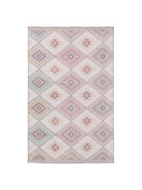 Dwustronny kilim etno Ana, 80% poliester 20% bawełna, Blady różowy, wielobarwny, S 150 x D 230 cm