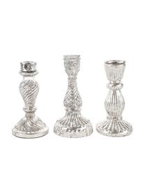 Kandelaarsset Basilika, 3-delig, Glas, Zilverkleurig, Ø 8 x H 17 cm