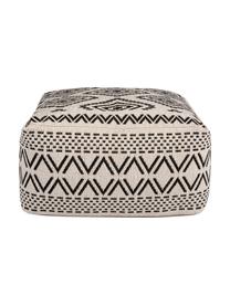 In- und Outdoor Pouf Sahara, Bezug: Polypropylen Polsterung, Creme, Schwarz, B 63 x H 32 cm