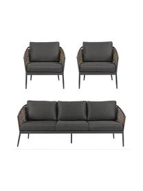 Garten-Lounge-Set Maribela, 3-tlg., Bezug: 100 % Polypropylen, Gestell: Aluminium, pulverbeschich, Anthrazit, Hellbraun, Set mit verschiedenen Größen