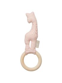 Rassel Giraffe aus Bio-Baumwolle, Rosa, 8 x 21 cm