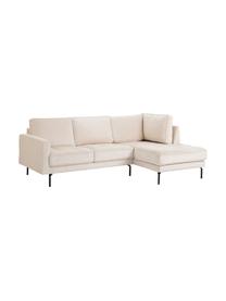 Sofa narożna z aksamitu Gabriela, Tapicerka: aksamit poliestrowy Należ, Nogi: metal lakierowany, Kremowy, S 230 x G 148 cm