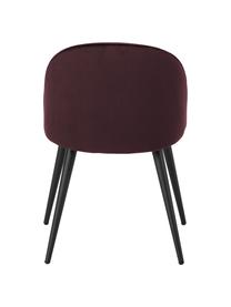 Fluweel gestoffeerde stoelen Amy, 2 stuks, Bekleding: fluweel (100% polyester), Poten: gepoedercoat metaal, Bordeauxrood, B 47  x D 55 cm