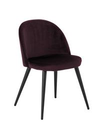 Fluweel gestoffeerde stoelen Amy, 2 stuks, Bekleding: fluweel (100% polyester), Poten: gepoedercoat metaal, Bordeauxrood, B 47  x D 55 cm