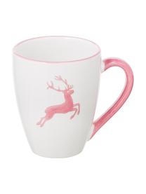 Servizio da colazione dipinto a mano Rosa Gourmet Hirsch 4 pz, Ceramica, Rosa, bianco, Set in varie misure