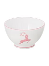 Set de desayuno artesanal Rosa Gourmet Deer, 4 pzas., Cerámica, Rosa, blanco, Set de diferentes tamaños