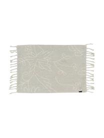 Tappeto bagno con frange Lotus, 100% cotone, Turchese, bianco, Larg. 50 x Lung. 70 cm