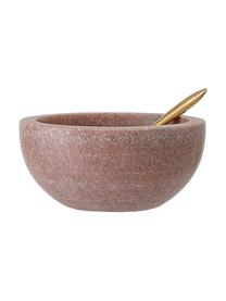 Marmeren schalen Spoon in roze met lepel, 2-delig, Schaal: marmer, Lepel: messing, Roze, gemarmerd, Ø 10 x H 5 cm