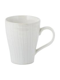 Tazas artesanales Copenhagen, 6 uds., Gres, Marfil con rayas finas en beige claro, Ø 12 x Al 11 cm