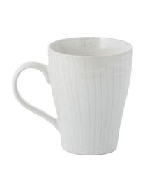 Tazas artesanales Copenhagen, 6 uds., Gres, Marfil con rayas finas en beige claro, Ø 12 x Al 11 cm