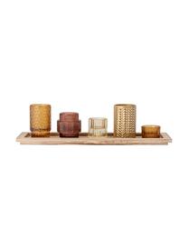 Windlichter-Set Elviena mit Holztablett, 6er-Set, Tablett: Paulowniaholz, Brauntöne, Helles Holz, B 43 x H 11 cm