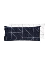 Funda de almohada de algodón Marla, Azul marino y blanco estampado, An 45 x L 110 cm