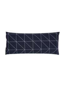 Funda de almohada de algodón Marla, Azul marino y blanco estampado, An 45 x L 110 cm