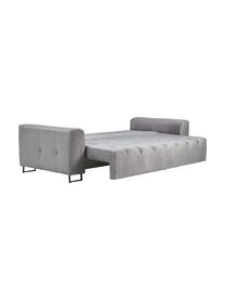 Sofa rozkładana z aksamitu z miejscem do przechowywania Byron (3-osobowa), Tapicerka: aksamit poliestrowy Dzięk, Nogi: metal lakierowany, Jasnoszary aksamit, S 250 x G 105 cm