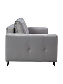 Sofa rozkładana z aksamitu z miejscem do przechowywania Byron (3-osobowa), Tapicerka: aksamit poliestrowy Dzięk, Nogi: metal lakierowany, Jasnoszary aksamit, S 250 x G 105 cm