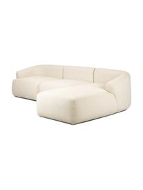 Divano angolare componibile Sofia, Rivestimento: 100% polipropilene Con 23, Struttura: legno di pino massiccio, , Piedini: plastica, Tessuto bianco crema, Larg. 278 x Prof. 174 cm, chaise-longue a sinistra