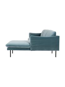 Sofa narożna z aksamitu Moby, Tapicerka: aksamit (wysokiej jakości, Stelaż: lite drewno sosnowe z cer, Nogi: metal malowany proszkowo, Petrol aksamit, S 280 x G 160 cm, lewostronna