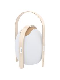 Lampada da esterno a LED portatile Ovo, Paralume: materiale sintetico (LDPE, Struttura: legno di olmo con impiall, Bianco, marrone chiaro, Ø 32 x A 50 cm