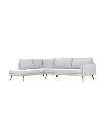 Ecksofa Saint (4-Sitzer) in Hellgrau mit Eichenholz-Füssen, Bezug: Polyester Der hochwertige, Gestell: Massives Kiefernholz, Spa, Webstoff Hellgrau, B 294 x T 220 cm