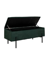 Ławka tapicerowana z aksamitu z miejscem do przechowywania Woldorf, Tapicerka: aksamit (poliester), Korpus: sklejka, Nogi: metal powlekany, Zielony aksamit, S 95 x W 46 cm