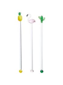 Set 6 bastoncini cocktail in vetro Tropica, Vetro, Multicolore trasparente, Lung. 22 cm