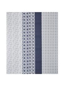 Drap plat Padang, Blanc, bleu foncé