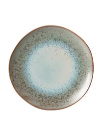 Assiette plate artisanale style rétro 70's, 2 pièces, Grès cérame, Bleu, gris, Ø 29 cm