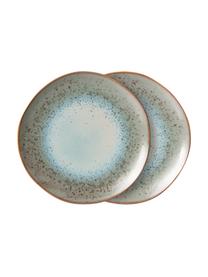 Ručně vyrobený jídelní talíř v retro stylu 70's, 2 ks, Kamenina, Modrá, šedá, Ø 29 cm