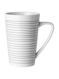 Tazza con decoro a righe Eris Loft 4 pz, Porcellana, Bianco, nero, Ø 9 x Alt. 13 cm, 430 ml