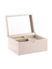 Sieradendoos Juliana met spiegel, Doos: gecoat MDF, Onderzijde: fluweel om het meubilair , Roze met witte rand, 31 x 23 cm