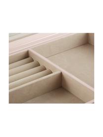 Sieradendoos Juliana met spiegel, Doos: gecoat MDF, Onderzijde: fluweel om het meubilair , Roze met witte rand, 31 x 23 cm