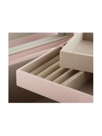 Sieradendoos Juliana met spiegel, Doos: gecoat MDF, Onderzijde: fluweel om het meubilair , Roze met witte rand, 31 x 23 cm