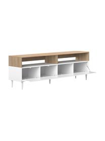 Mueble TV Horizon, Patas: madera de haya maciza pin, Roble, blanco, An 180 x Al 61 cm