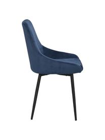 Krzesło tapicerowane z aksamitu Sierra, 2 szt., Tapicerka: 100% aksamit poliestrowy, Nogi: metal lakierowany, Ciemnoniebieski aksamit, S 49 x G 55 cm