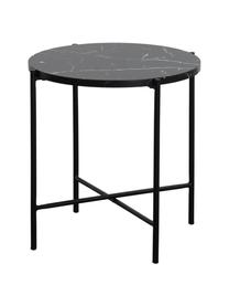 Table d'appoint Fria, Plateau : noir, marbré, mat Structure : noir, mat, Ø 45 x haut. 46 cm