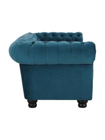 Sofá Chesterfield de terciopelo Sally (2 plazas), Tapizado: 100% poliéster, Estructura: marco de base de madera, Terciopelo azul petróleo, An 203 x Al 79 cm