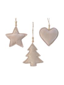 Set de adornos navideños de terciopelo Merry, 3 pzas., Beige, Al 215 cm