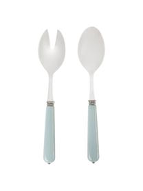 Salatbesteck Lucie in Silber mit hellblauem Griff, 2er-Set, Edelstahl, Kunststoff, Silber, Blau, L 24