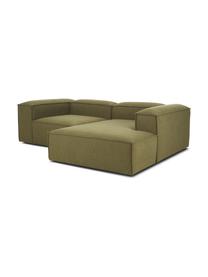 Narożna sofa modułowa Lennon, Tapicerka: poliester Dzięki tkaninie, Stelaż: lite drewno sosnowe z cer, Nogi: tworzywo sztuczne Materia, Oliwkowozielona tkanina, S 238 x G 180 cm, prawostronna