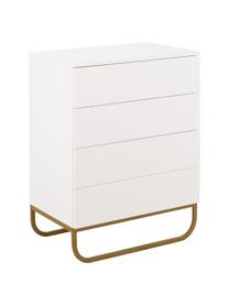 Cómoda Sanford, Estructura: tablero de fibras de dens, Parte trasera: tablero de fibras de desi, Patas: metal con pintura en polv, Blanco, dorado, An 80 x Al 106 cm