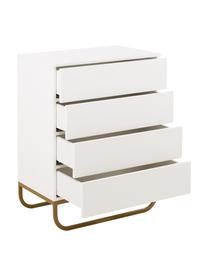 Cómoda Sanford, Estructura: tablero de fibras de dens, Parte trasera: tablero de fibras de desi, Patas: metal con pintura en polv, Blanco, dorado, An 80 x Al 106 cm